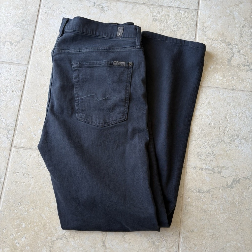 7 For All Mankind Pants Mens 36 Black Gray Slim Straight Luxe Performance Slimmy